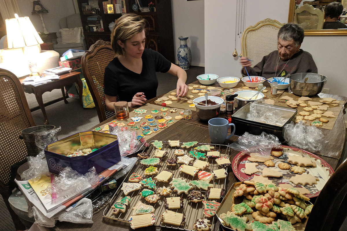 My daughter M.E. and mother decorate cookies in Hilton Head, South Carolina, 2017. Photo by Betty Belanus
