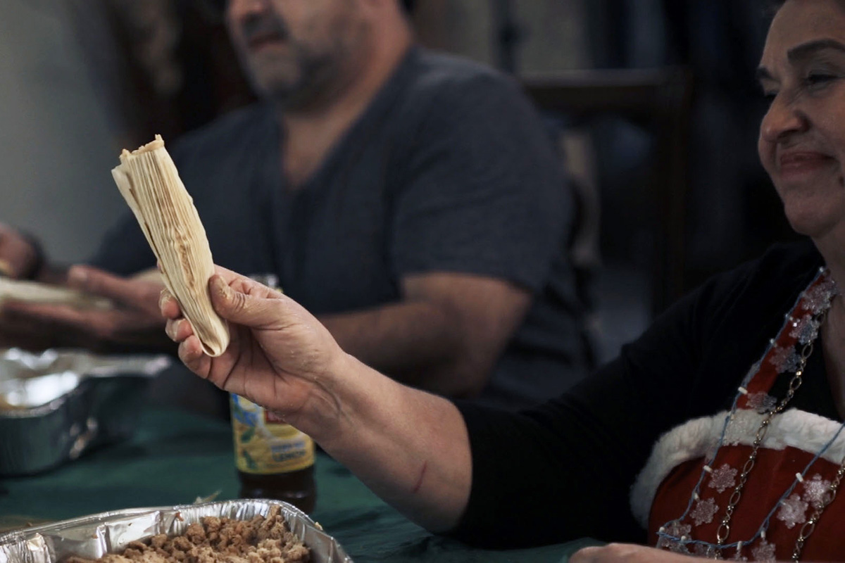 Laura Wilmot fills tamales at the family’s annual tamalada. Photo by Charlie Weber