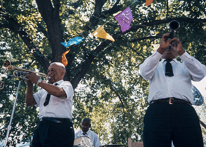 New Orleans jazz band playing at the 1968 Folklife Festival. Ralph Rinzler Folklife Archives