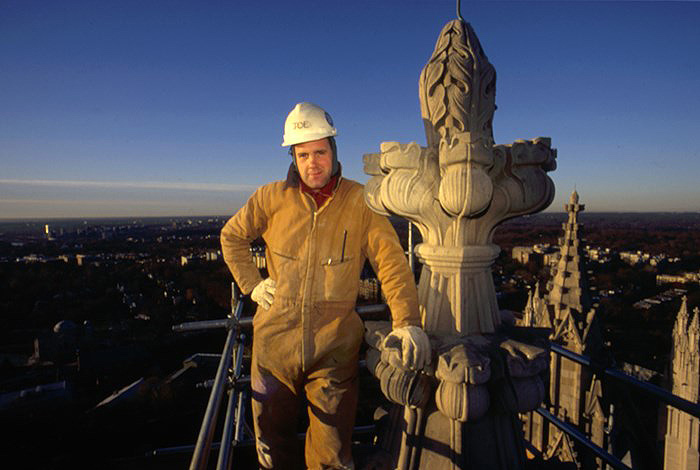 Joe Alonso on top of the Washington National Cathedral’s northwest tower.