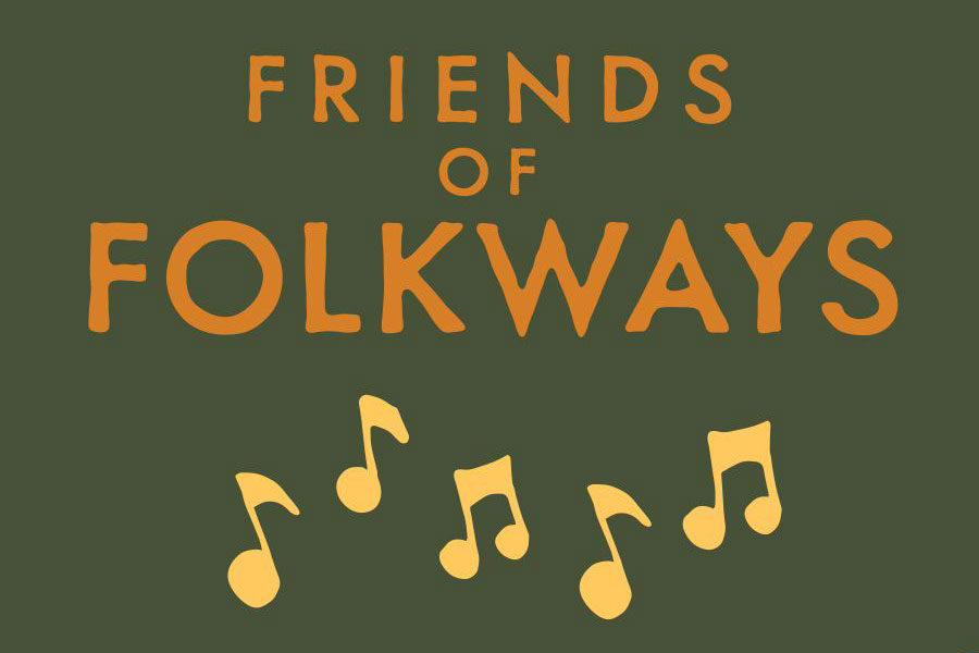 Friends of Folkways digital flyer with music notes.