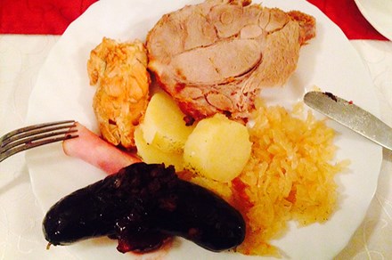 A traditional Estonian Christmas meal, with blood sausage at the bottom. Photo courtesy Kadi Levo