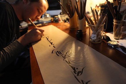 Josh Berer at work at his studio in Washington, D.C. Photo by Rachael Strecher