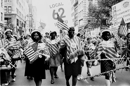 Members of the International Ladies Garment Workers Union march in a Labor Day parade. Photo courtesy of the Kheel Center for Labor-Management Documentation and Archives, Cornell University 