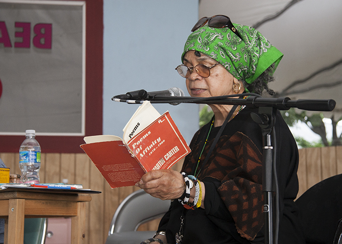 Sonia Sanchez participates in a poetry workshop as part of the Giving Voice program at the 2009 Smithsonian Folklife Festival. Photo by John Loggins, Ralph Rinzler Archives