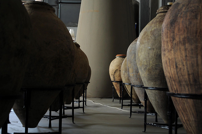 The interior of Zorah’s facility in Rind, Armenia, lined with karases found in remote villages. 